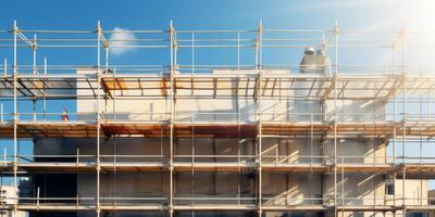 ai gegenereerd stellingen Aan de facade van de gebouw generatief ai foto