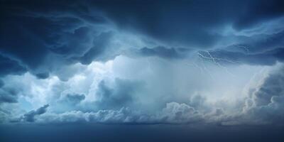 ai gegenereerd donker stormachtig lucht met wolken generatief ai foto