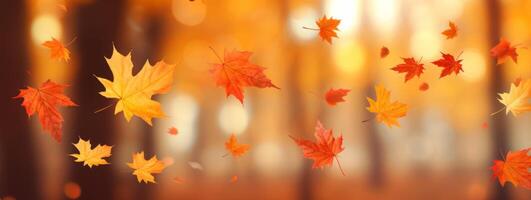 ai gegenereerd vallend bladeren in de herfst Woud generatief ai foto