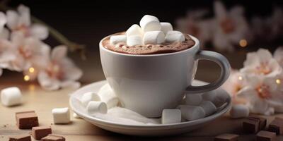 ai gegenereerd heet drinken met marshmallows generatief ai foto