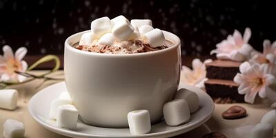 ai gegenereerd heet drinken met marshmallows generatief ai foto