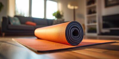 ai gegenereerd yoga mat Aan de verdieping generatief ai foto