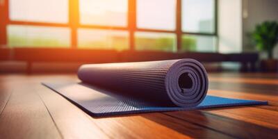 ai gegenereerd yoga mat Aan de verdieping generatief ai foto