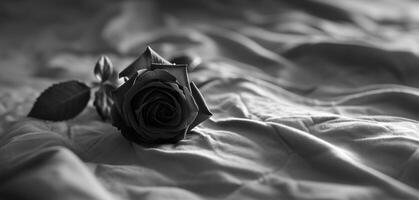 ai gegenereerd zwart roos bloem Aan de bed generatief ai foto