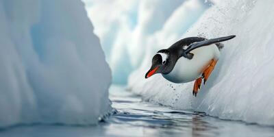 pinguïn Aan ijs arctisch foto