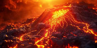 vulkanisch uitbarsting stromen lava foto