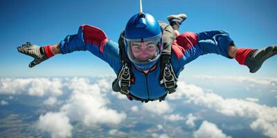 skydiver bovenstaand blauw wolken foto