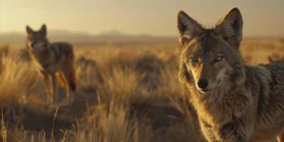 coyotes buitenshuis in de wild foto