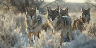 coyotes buitenshuis in de wild foto