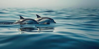 dolfijnen in de zee in de oceaan foto