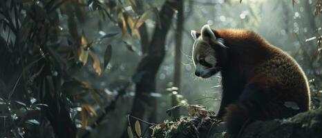 rood panda in de wild foto