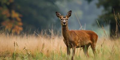 ree hert Aan wazig achtergrond dieren in het wild foto