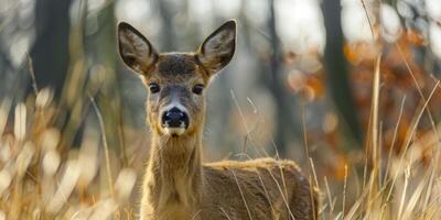 ree hert Aan wazig achtergrond dieren in het wild foto