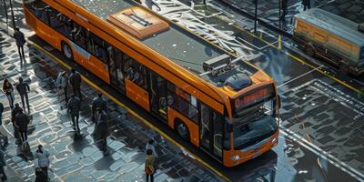 bus openbaar vervoer Aan een stad straat foto