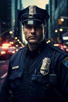 mannetje Politie officier Aan een stad straat foto
