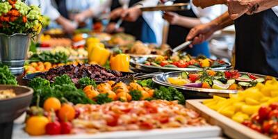 groep buffet maaltijden in een restaurant foto