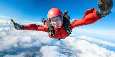 skydiver bovenstaand de wolken foto