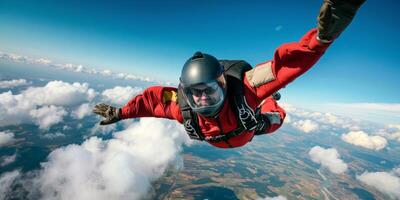 skydiver bovenstaand de wolken foto