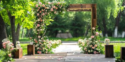 bloem boog voor bruiloft evenementen in de Woud in natuur foto