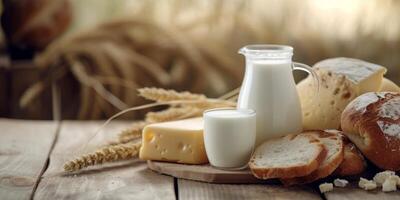 melk brood en kaas koosjer producten foto