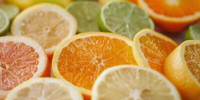 gesneden citrus oranje mandarijn limoen foto