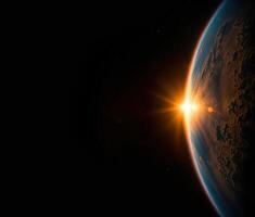 zonsopkomst over- de planeet visie van ruimte foto