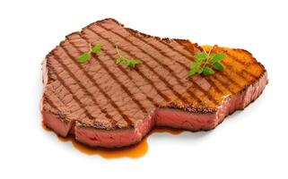 sappig steak Aan wit achtergrond foto