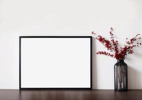 leeg kader mockup in modern minimalistische interieur, foto
