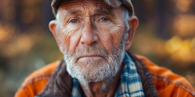 portret van een ouderen mooi Mens foto