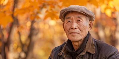portret van een ouderen mooi Mens foto