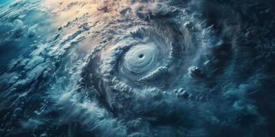 tropisch cycloon net zo gezien van aarde baan foto