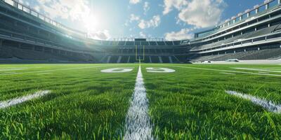 grasmat Aan een Amerikaans Amerikaans voetbal veld- foto