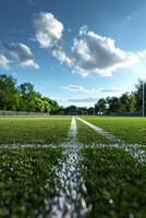 gazon Aan een Amerikaans voetbal veld- foto