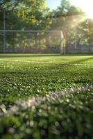 gazon Aan een Amerikaans voetbal veld- foto