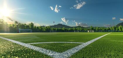 gazon Aan een Amerikaans voetbal veld- foto