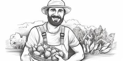boer Holding groenten en fruit in zijn handen foto