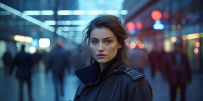 politieagent Aan een stad straat portret foto