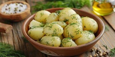 gekookt aardappelen met kruiden foto