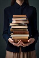 kinderen Holding boeken in hun handen terug naar school- foto