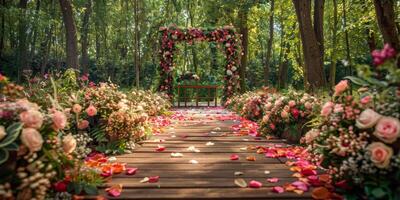 bloemen bruiloft boog in natuur foto