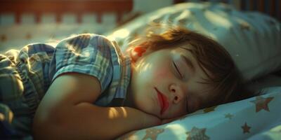 slapen kind in bed foto