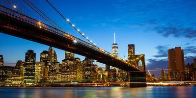 nieuw york stad horizon door nacht foto