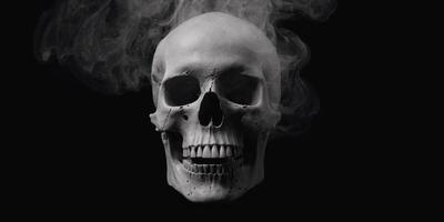 schedel met rook, geïsoleerd achtergrond, geest behang, . foto