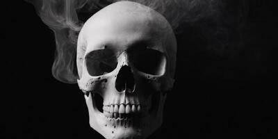 schedel met rook, geïsoleerd achtergrond, geest behang, . foto