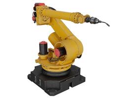 3d renderen industrieel robot arm, modern technologie concept foto