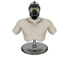 3d renderen mannequin met gas- masker foto