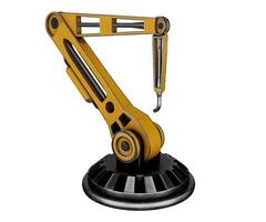 industrieel robot arm, modern technologie concept foto