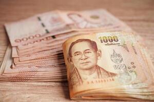 Thais baht bankbiljet geld, investering economie, accounting bedrijf en bankieren. foto