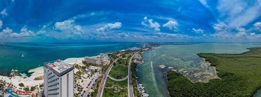 antenne visie van Cancun hotel zone, Mexico foto