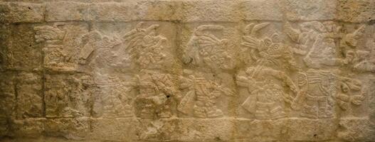 oude Maya beeldhouwwerk van quintana roo staat foto